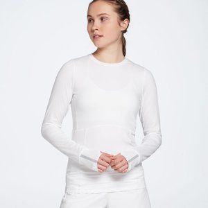 CALIA Women's Run Long & Lean Long Sleeve Shirt, Color: Pure White, Size: Large